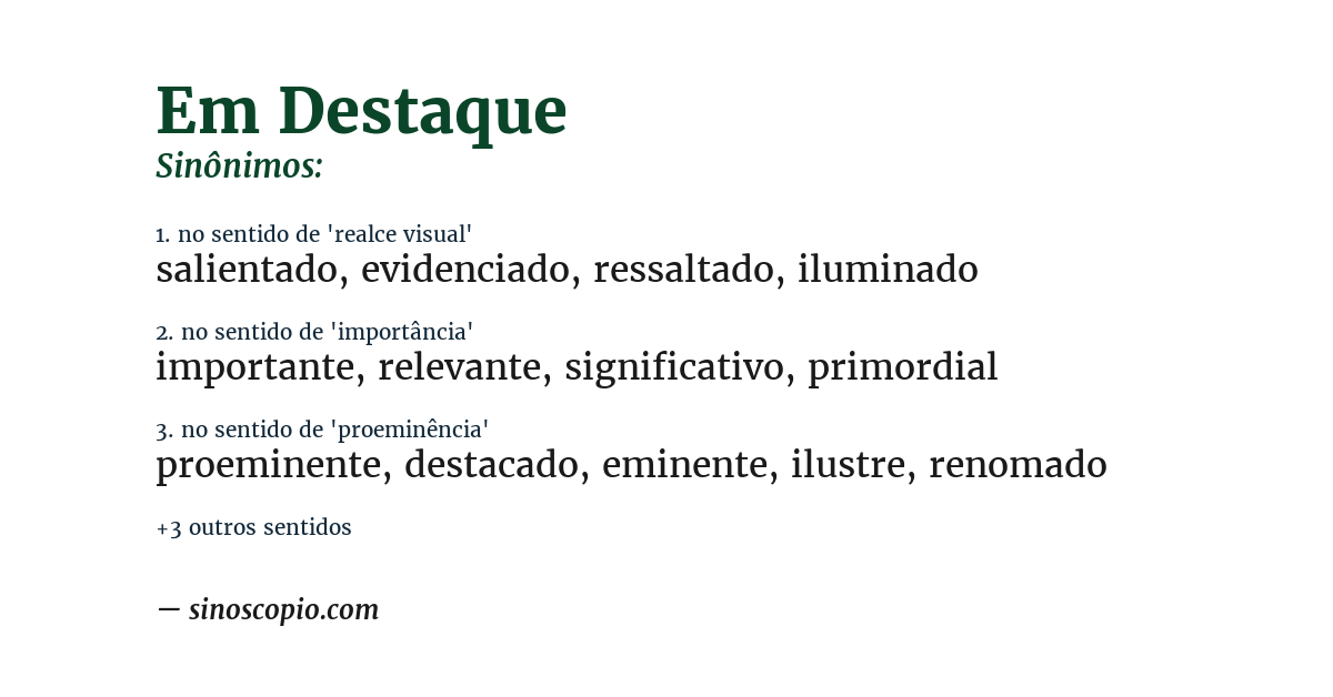 Sinônimo de em destaque