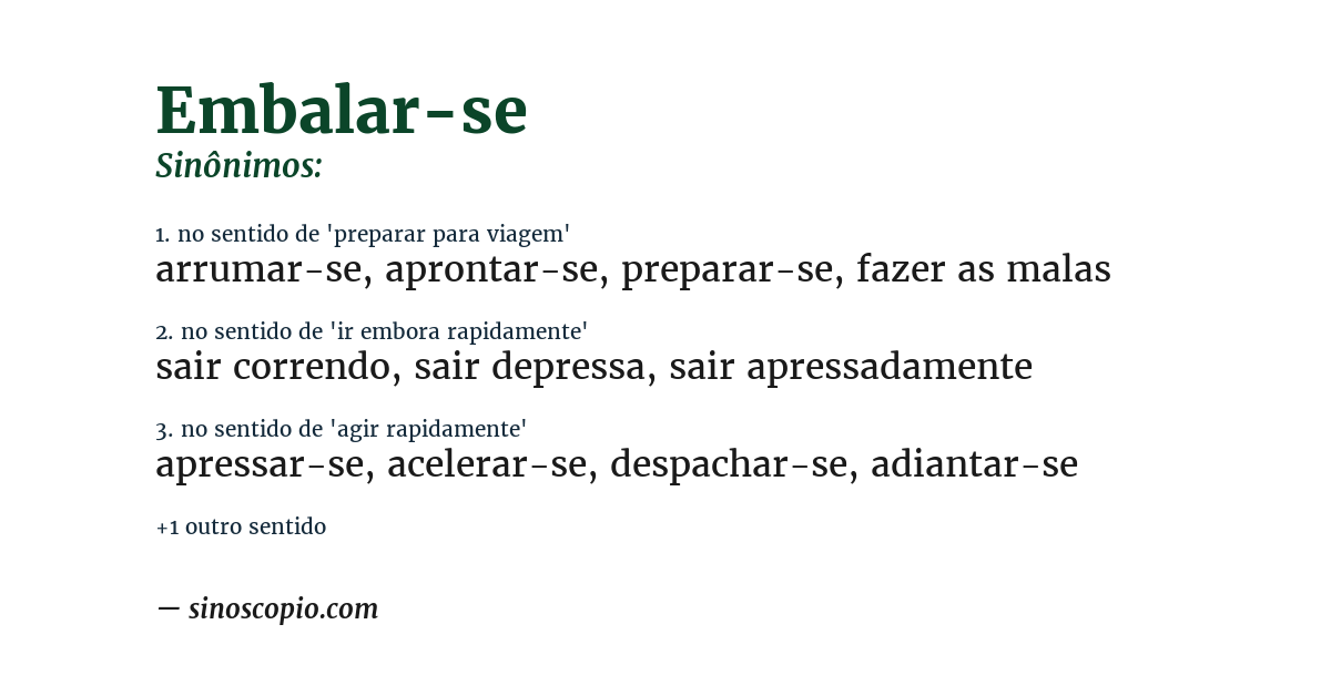 Sinônimo de embalar-se