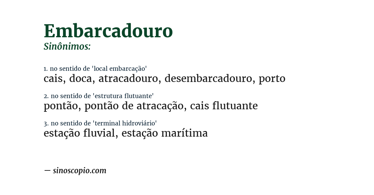 Sinônimo de embarcadouro