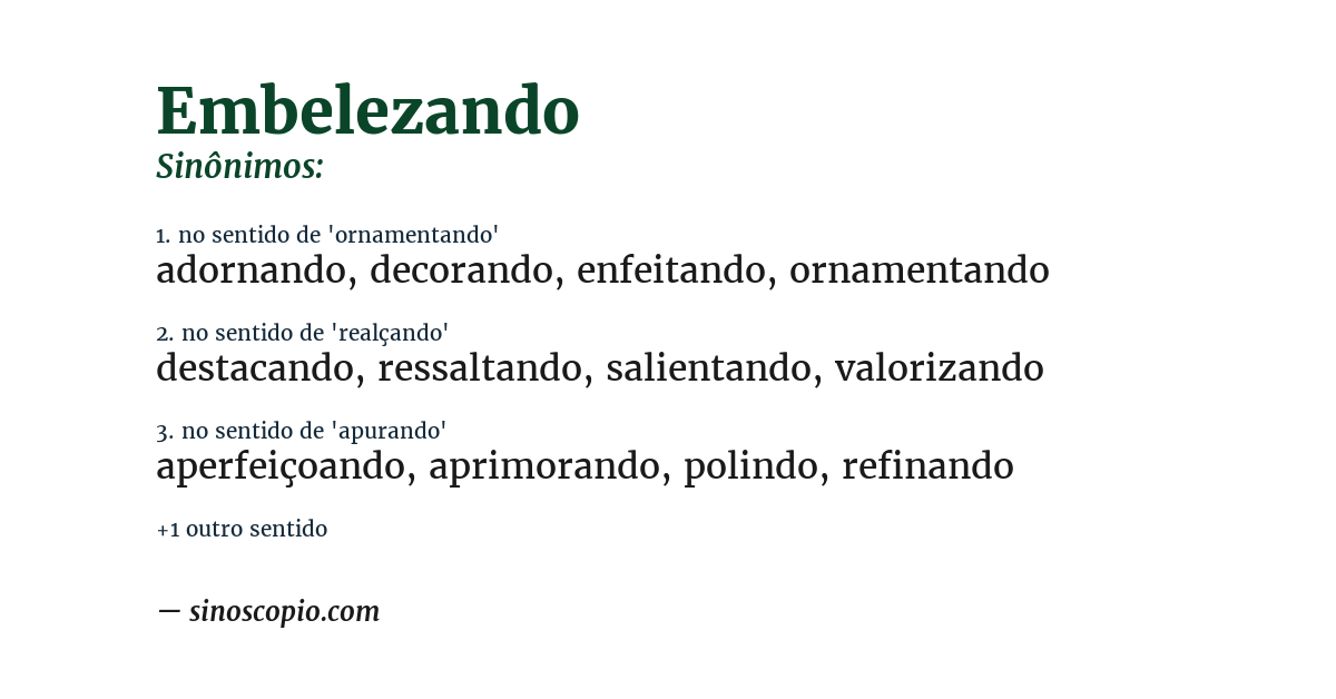 Sinônimo de embelezando