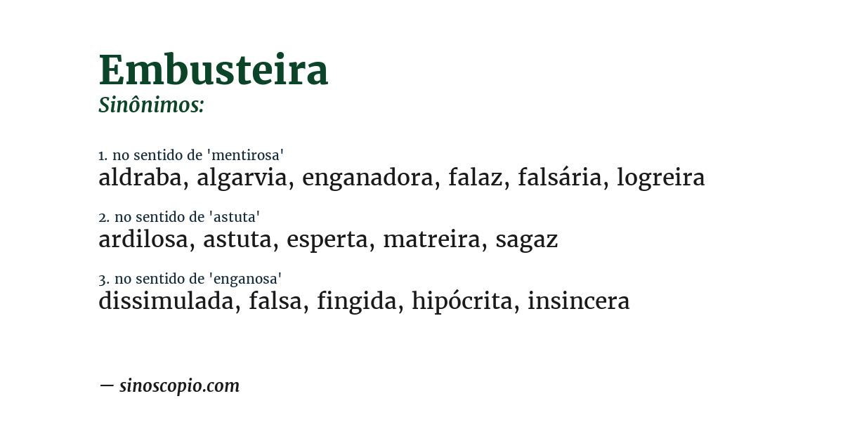 Sinônimo de embusteira