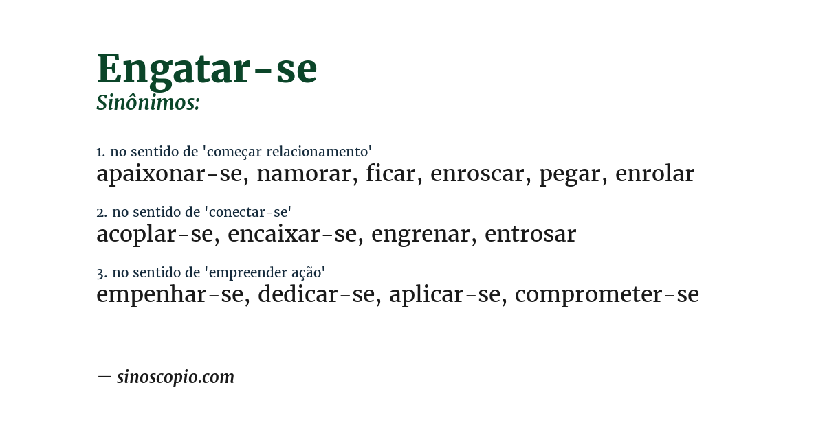 Sinônimo de engatar-se