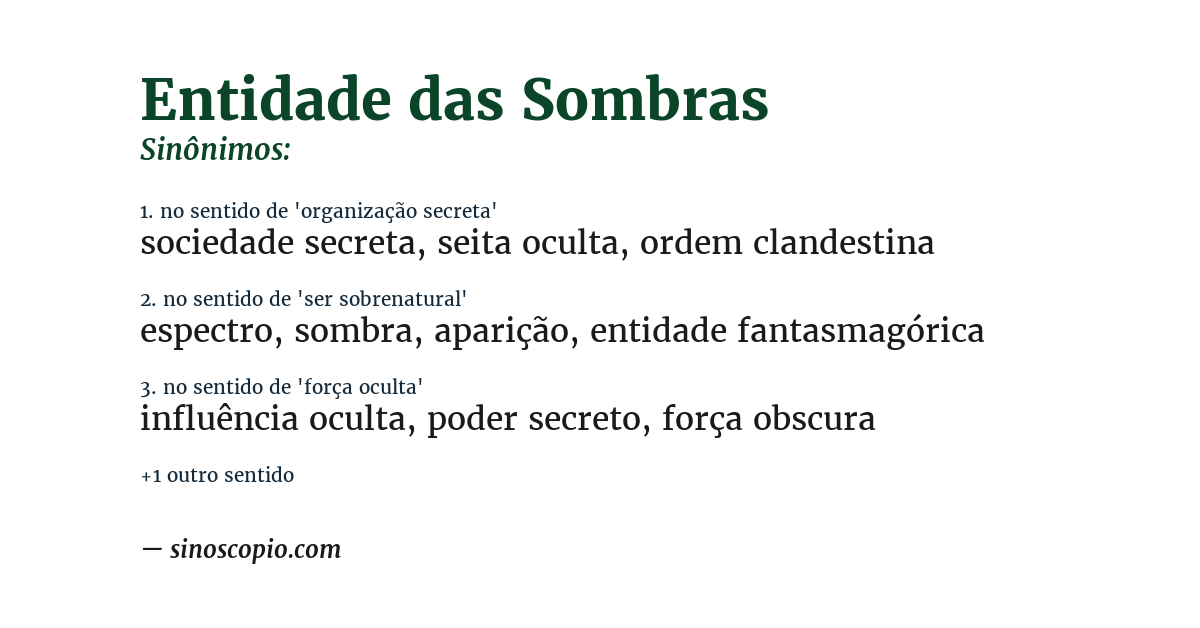 Sinônimo de entidade das sombras