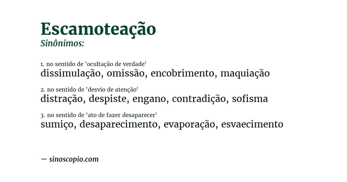Sinônimo de escamoteação
