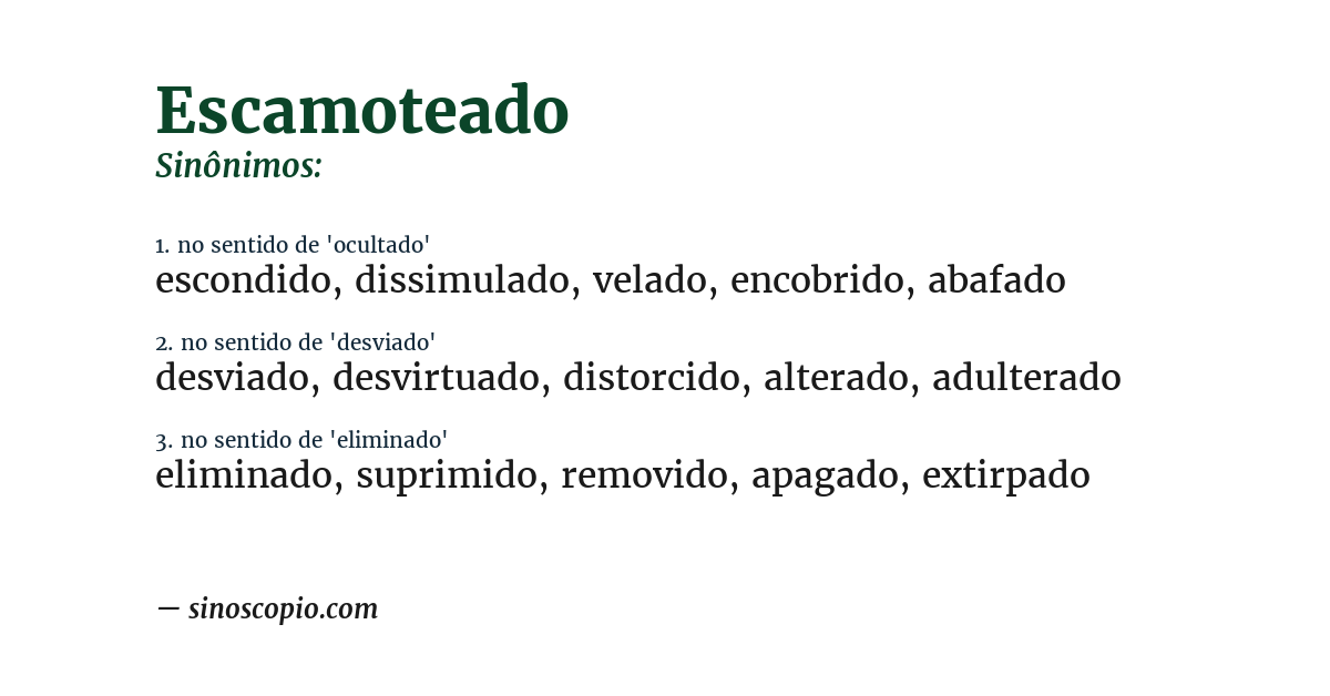 Sinônimo de escamoteado