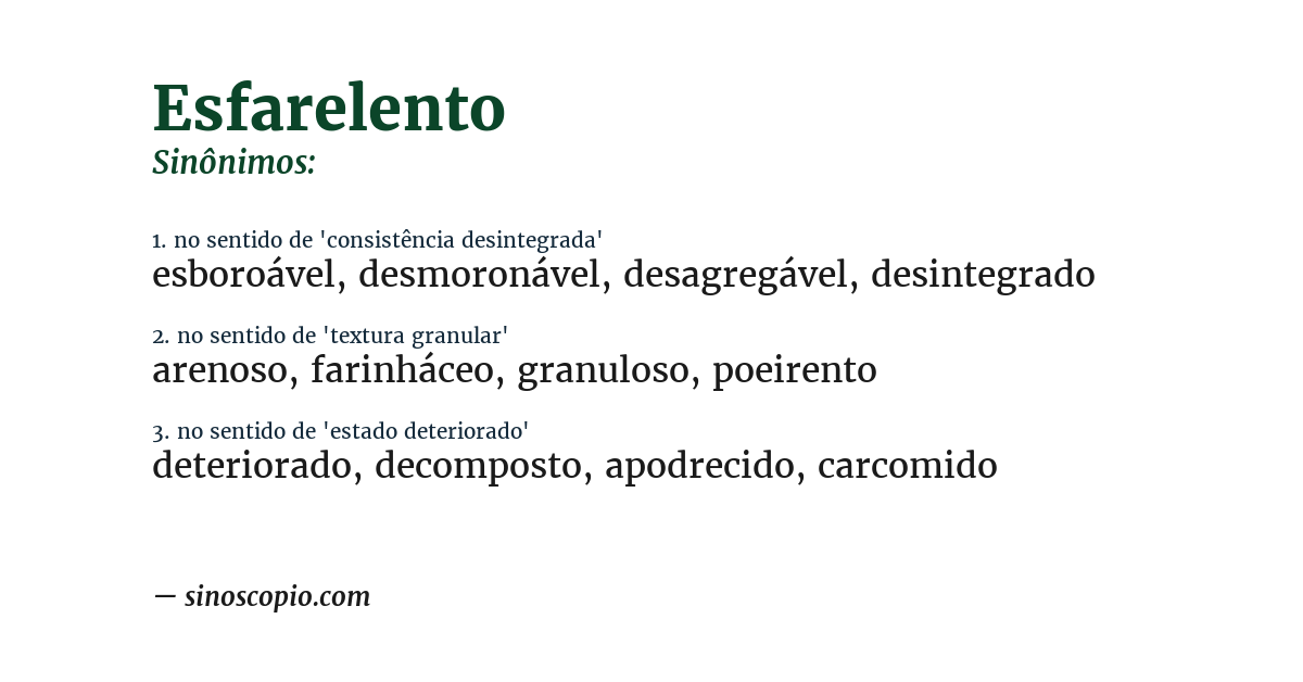 Sinônimo de esfarelento