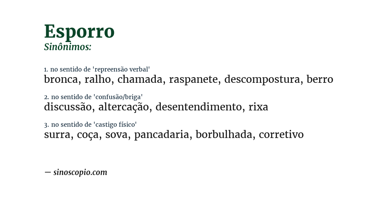 Sinônimo de esporro