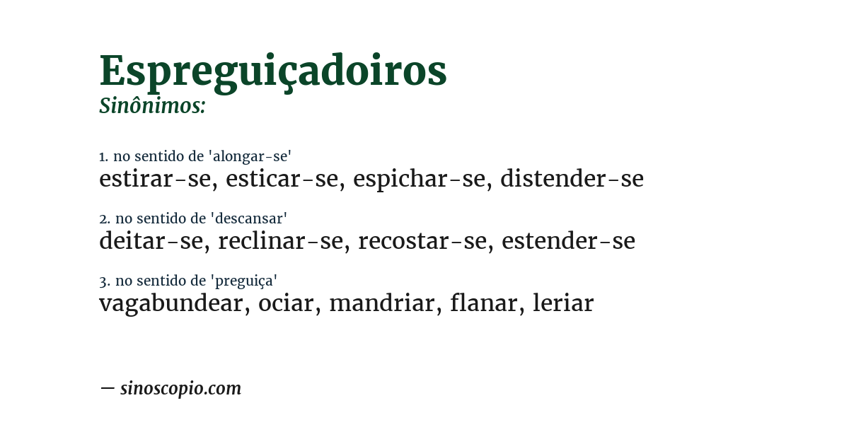 Sinônimo de espreguiçadoiros