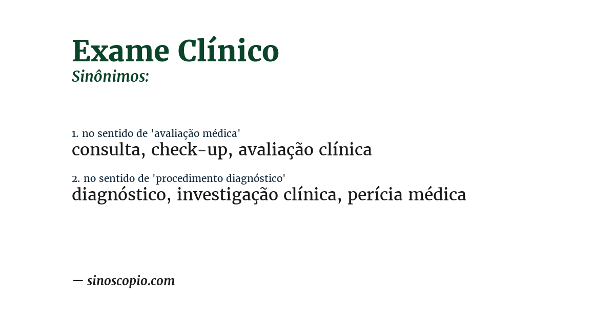 Sinônimo de exame clínico