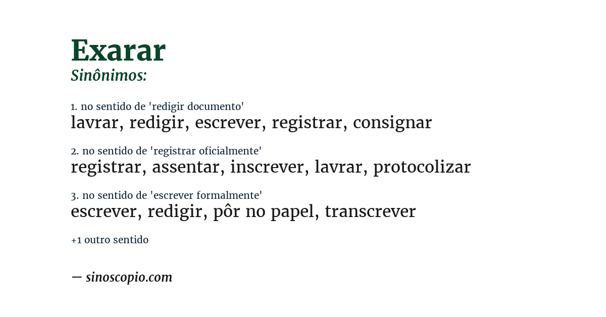 Sinônimo de exarar