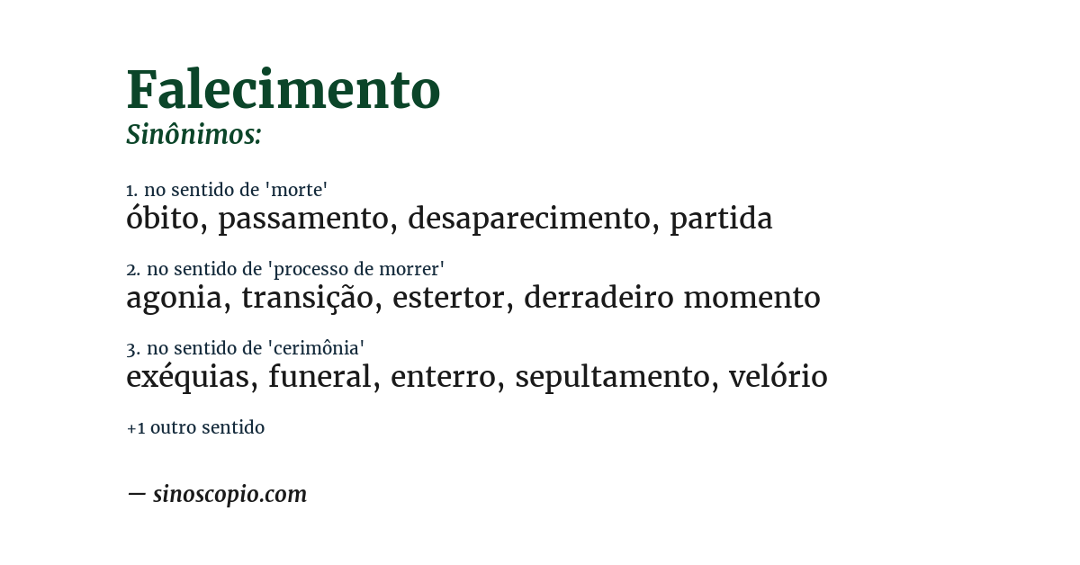 Sinônimo de falecimento