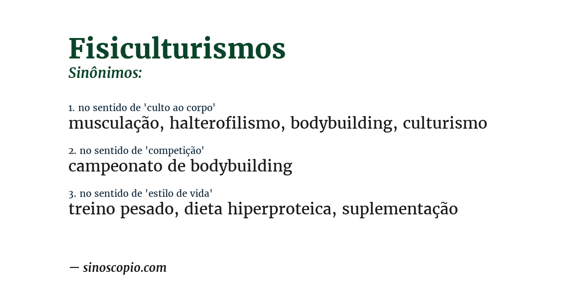 Sinônimo de fisiculturismos