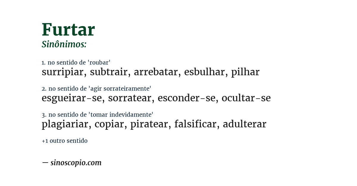 Sinônimo de furtar