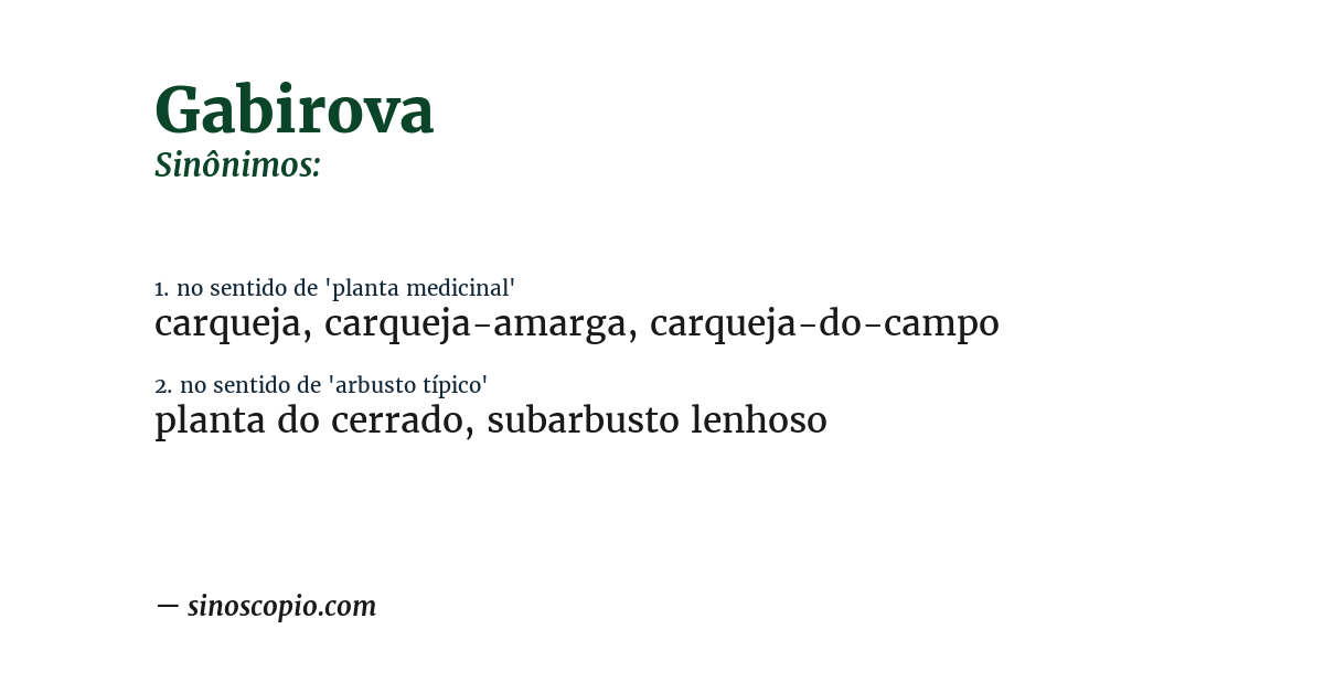 Sinônimo de gabirova