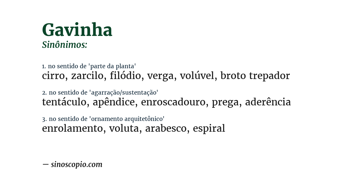 Sinônimo de gavinha