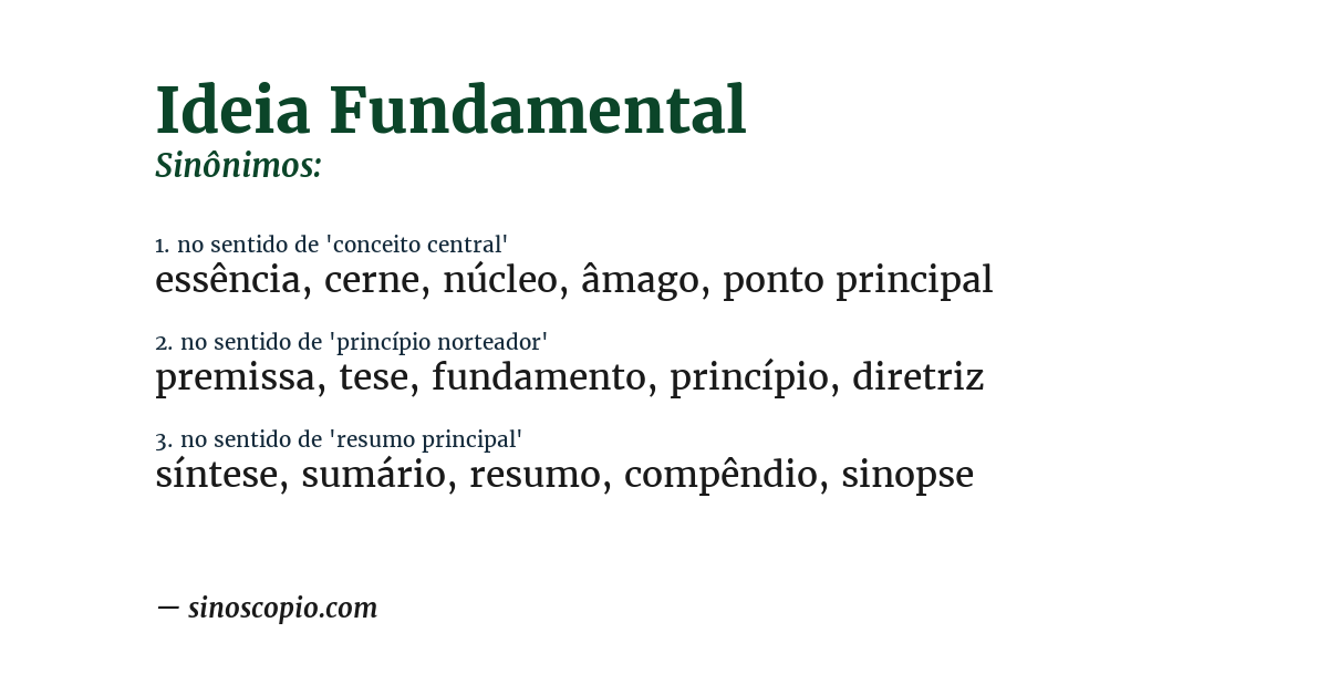 Sinônimo de ideia fundamental