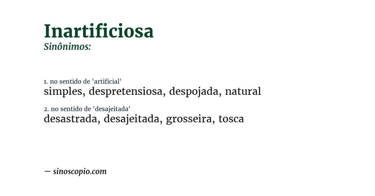Sinônimo de inartificiosa