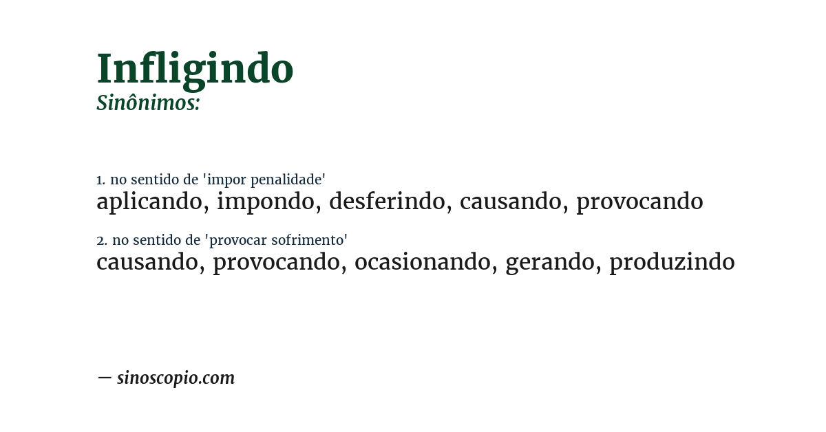Sinônimo de infligindo