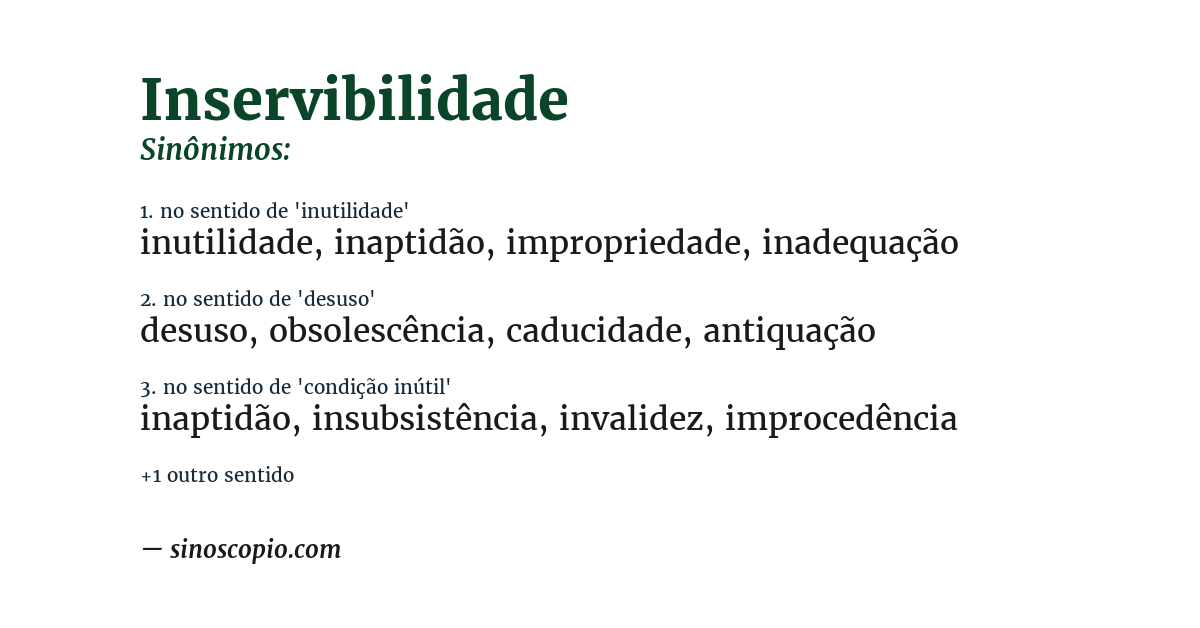 Sinônimo de inservibilidade