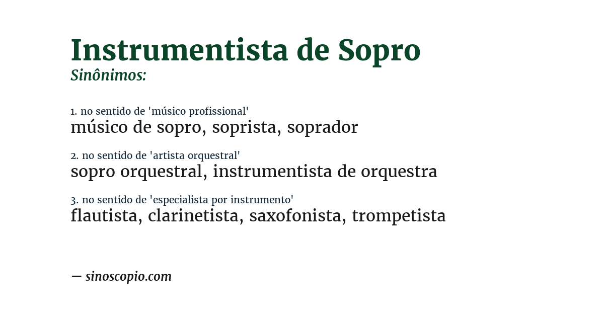 Sinônimo de instrumentista de sopro