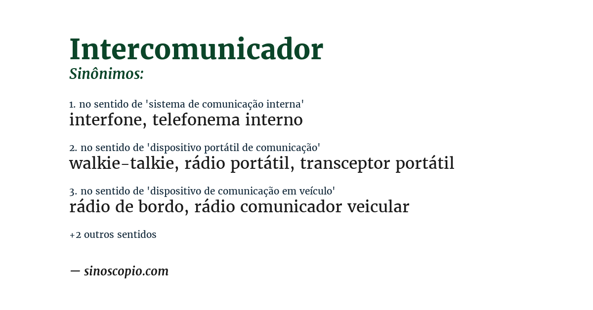 Sinônimo de intercomunicador