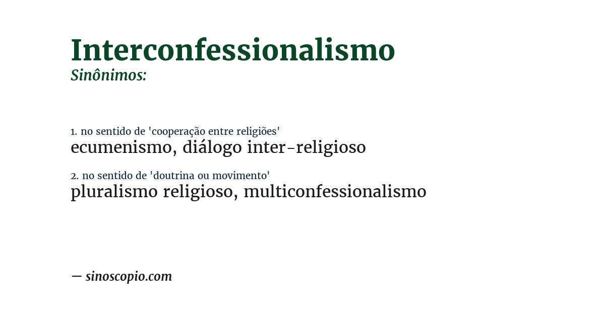 Sinônimo de interconfessionalismo