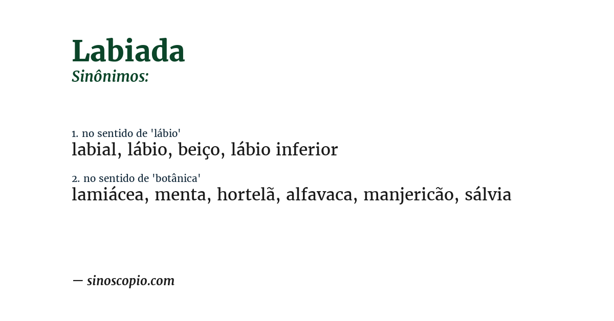 Sinônimo de labiada