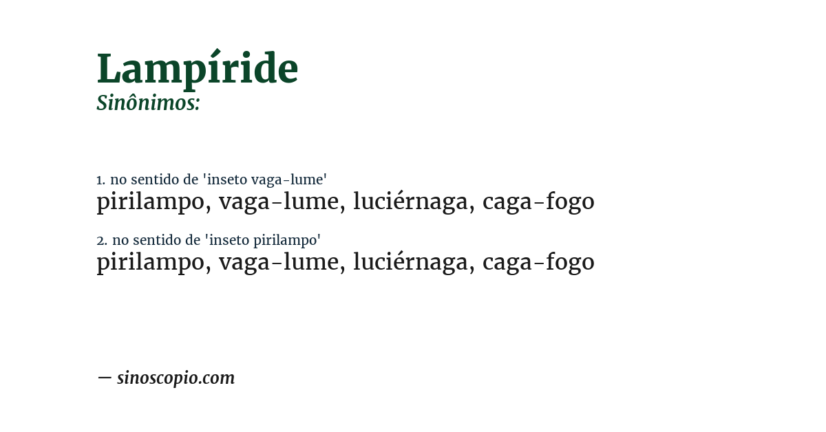 Sinônimo de lampíride