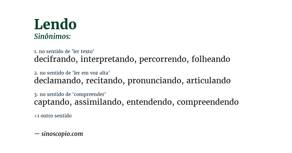 Sinônimo de lendo