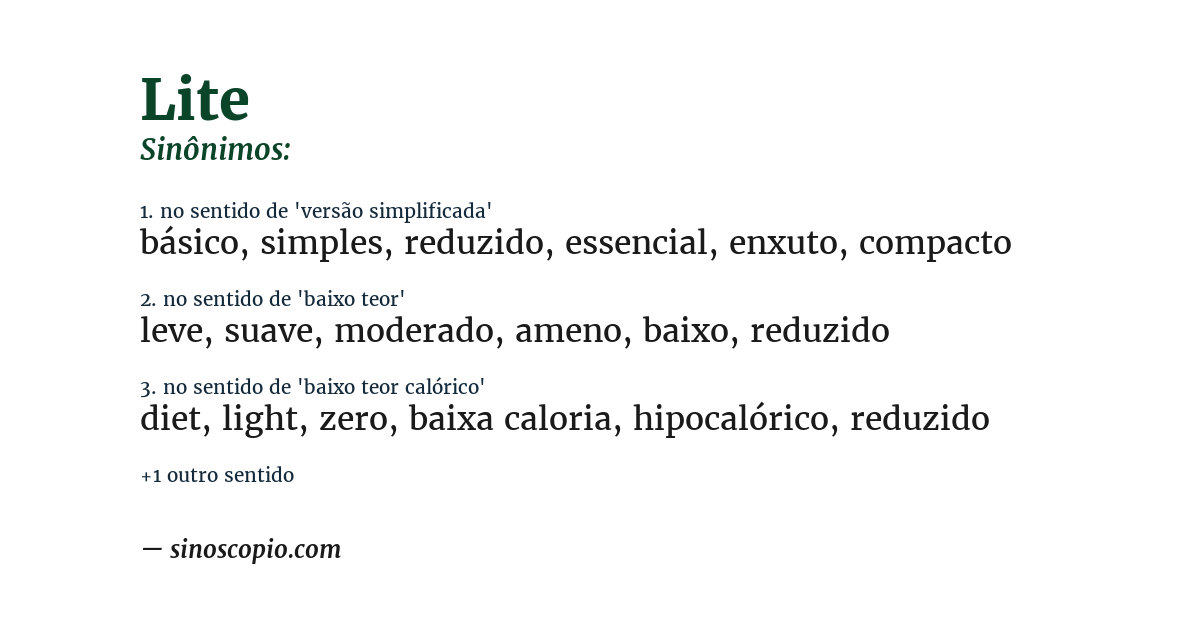 Sinônimo de lite