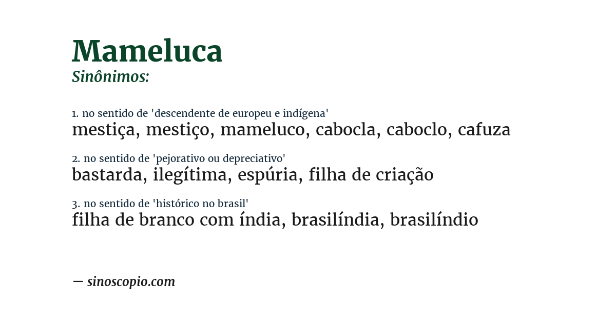 Sinônimo de mameluca