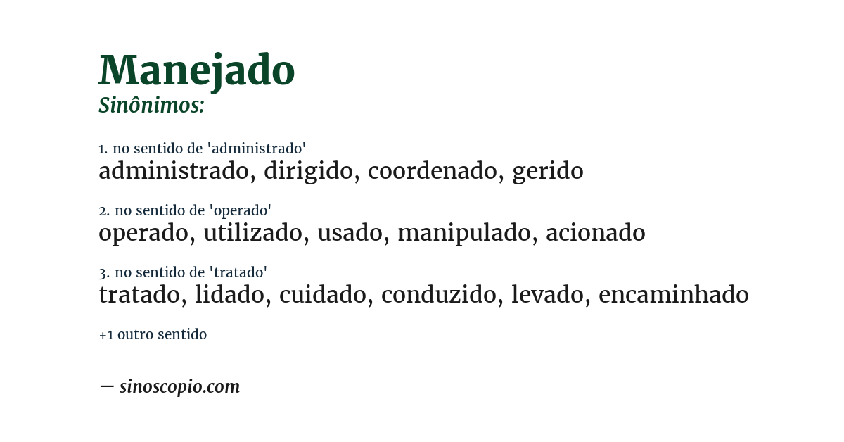 Sinônimo de manejado