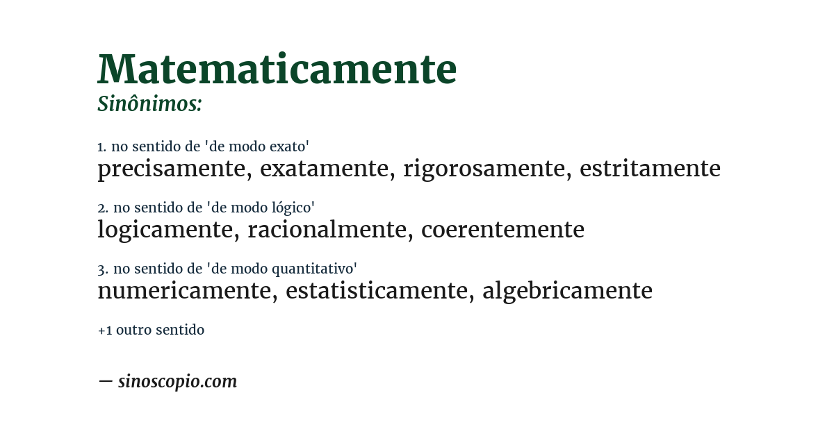Sinônimo de matematicamente