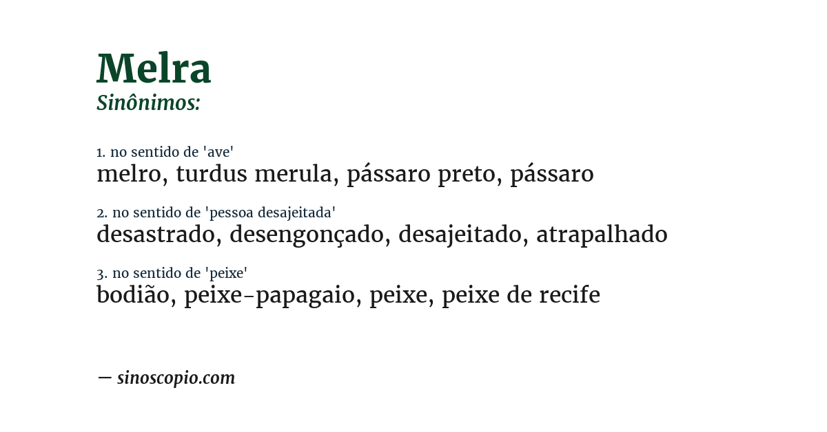 Sinônimo de melra
