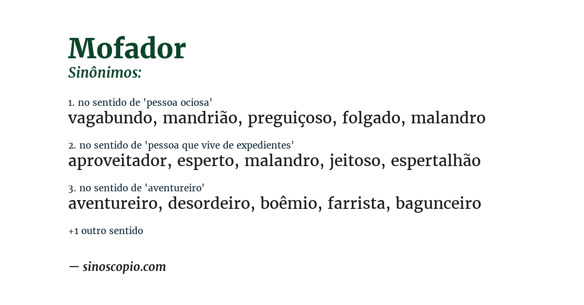 Sinônimo de mofador