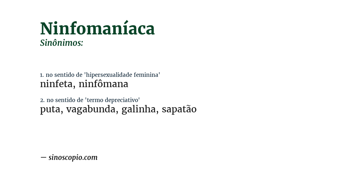 Sinônimo de ninfomaníaca
