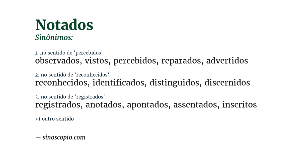 Sinônimo de notados