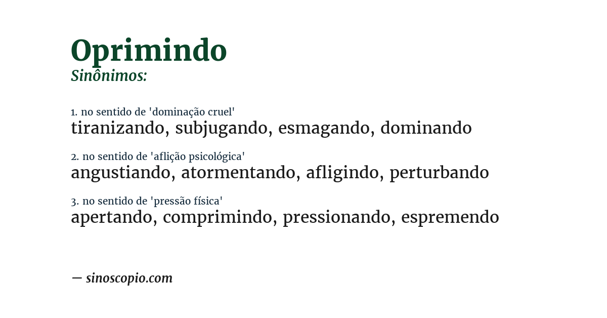 Sinônimo de oprimindo