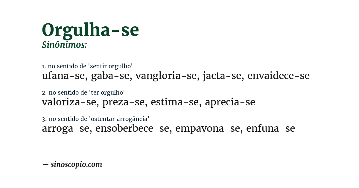 Sinônimo de orgulha-se