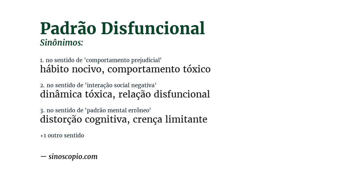 Sinônimo de padrão disfuncional