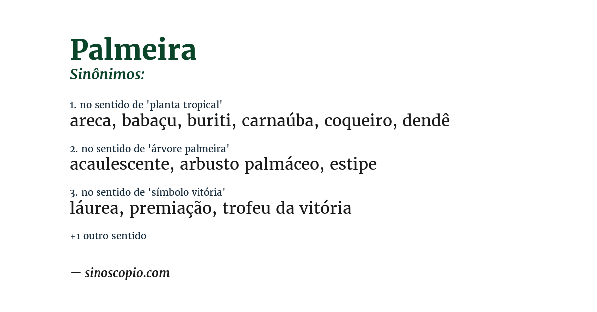 Sinônimo de palmeira
