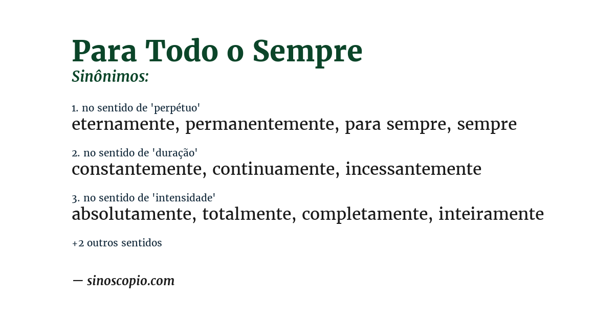 Sinônimo de para todo o sempre