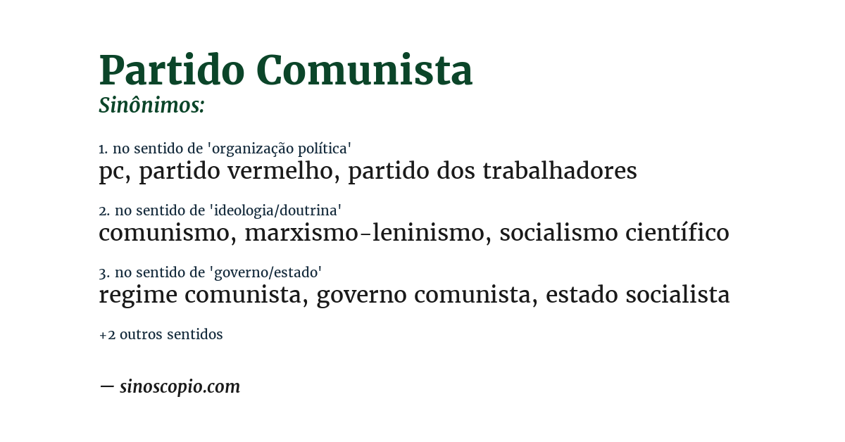 Sinônimo de partido comunista