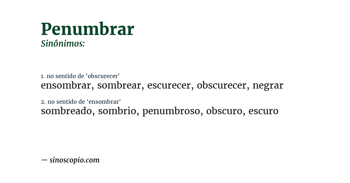 Sinônimo de penumbrar
