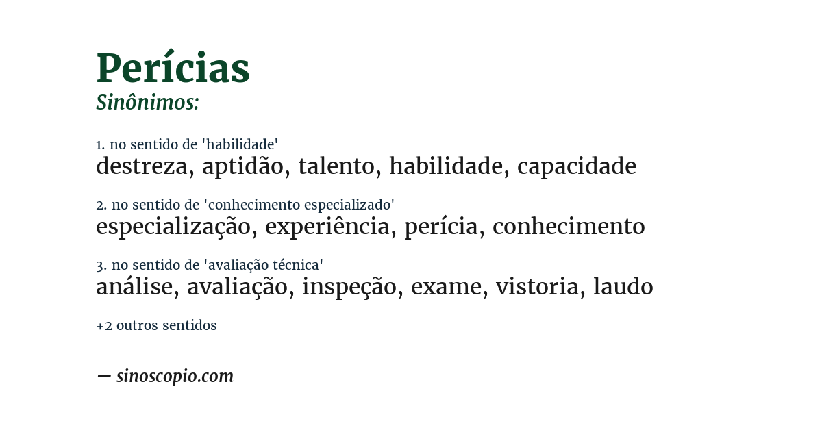 Sinônimo de perícias