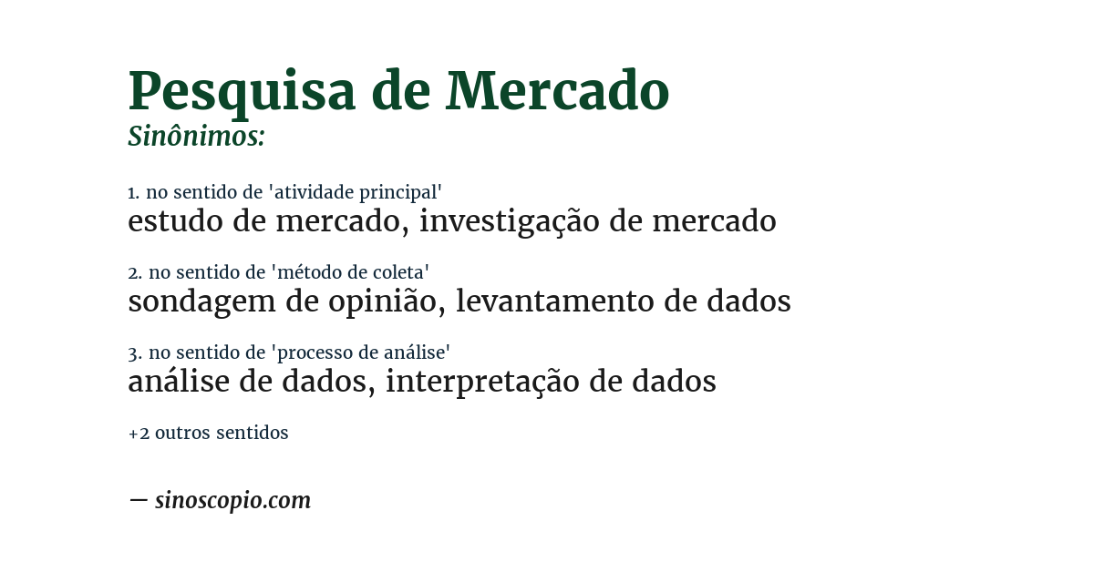 Sinônimo de pesquisa de mercado