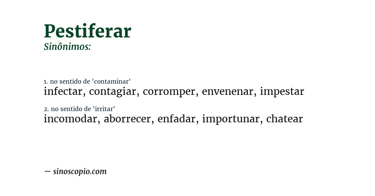 Sinônimo de pestiferar
