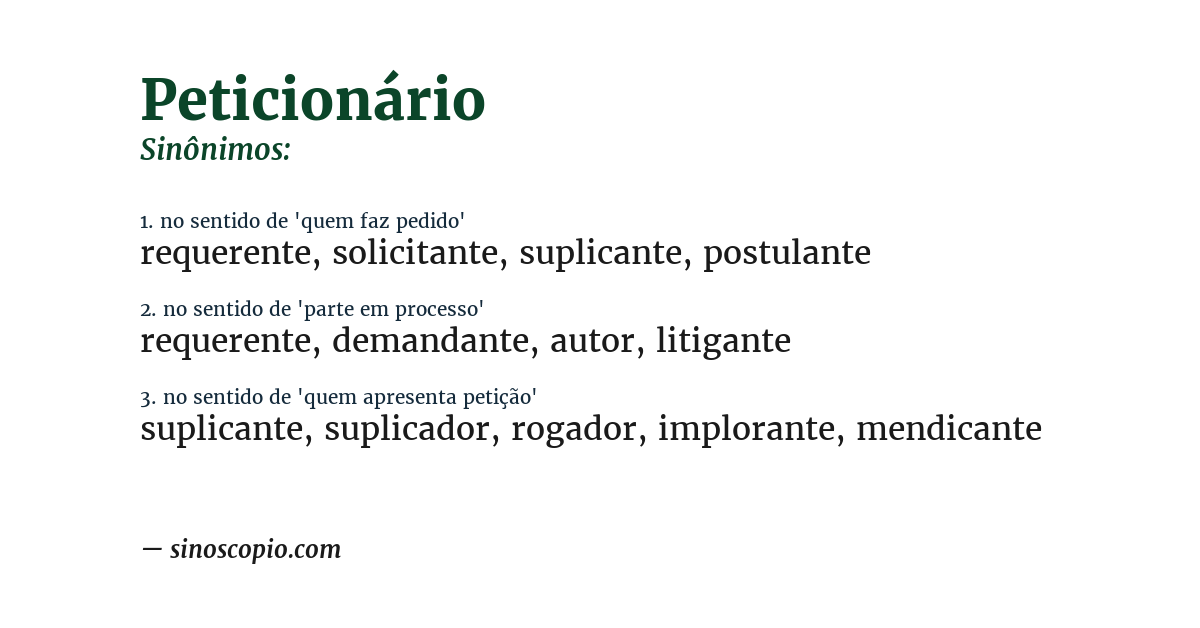 Sinônimo de peticionário