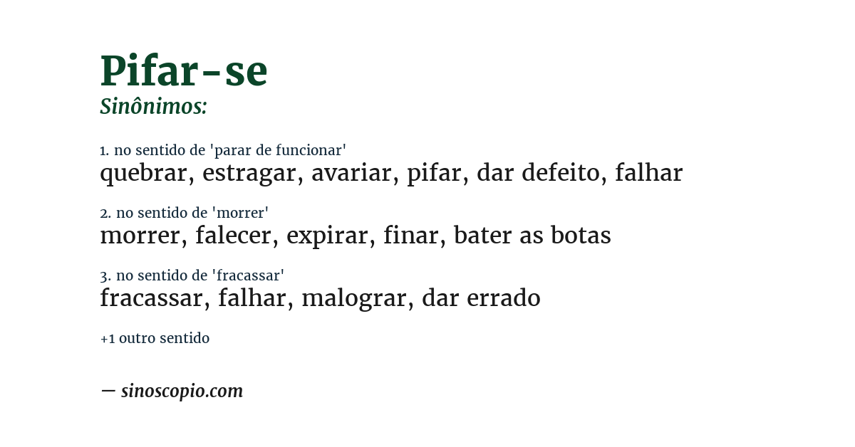 Sinônimo de pifar-se
