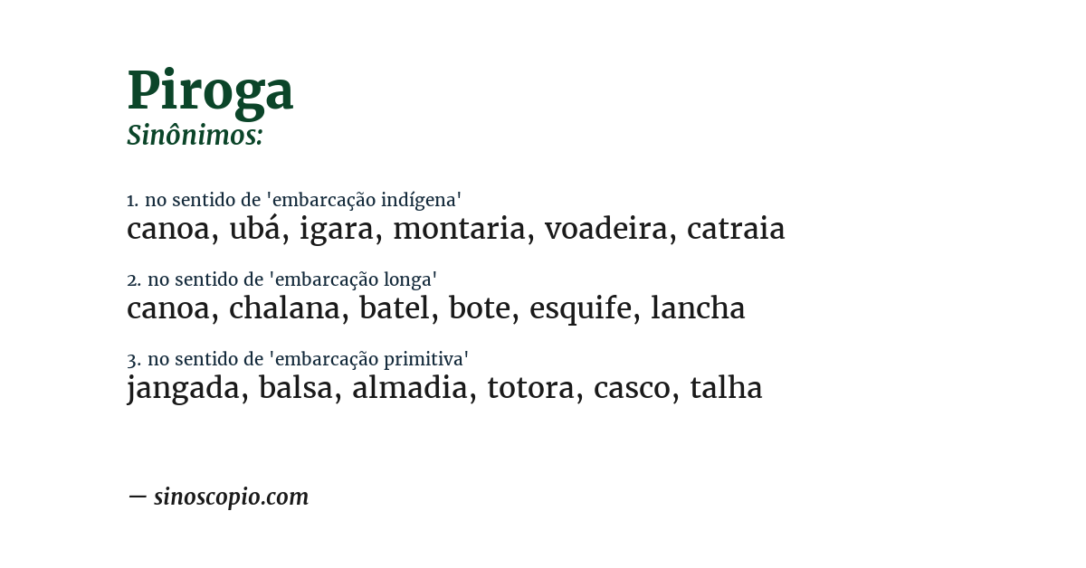 Sinônimo de piroga